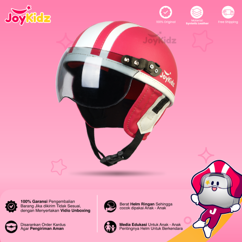 Helm Anak Polos Pink Putih Garis Usia 1-5 Tahun Test