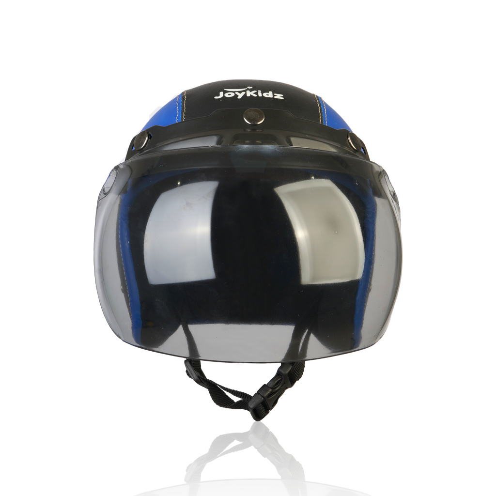 Joykidz Helm Bogo Anak SNI Retro Polos Biru Hitam Kulit Sintetis Usia 2–6 Tahun Unisex - Gambar 3