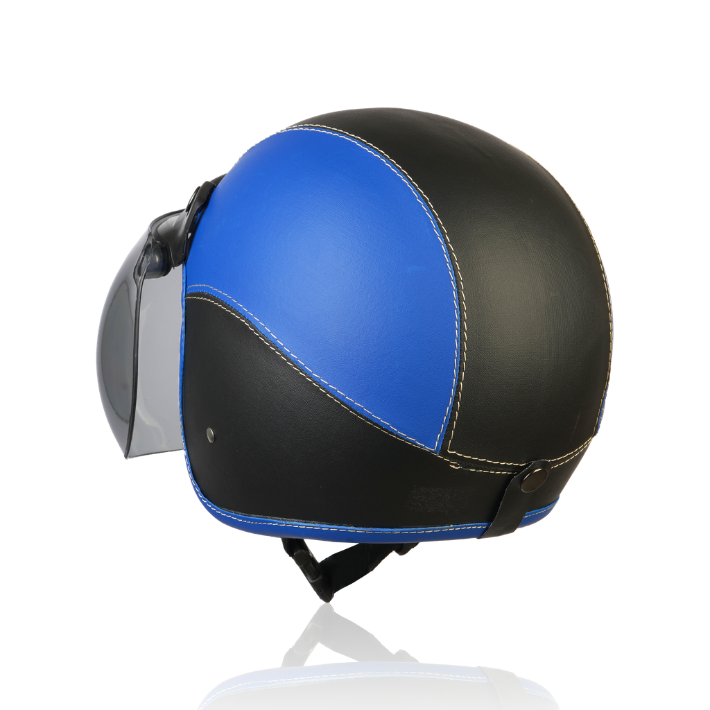 Joykidz Helm Bogo Anak SNI Retro Polos Biru Hitam Kulit Sintetis Usia 2–6 Tahun Unisex - Gambar 5
