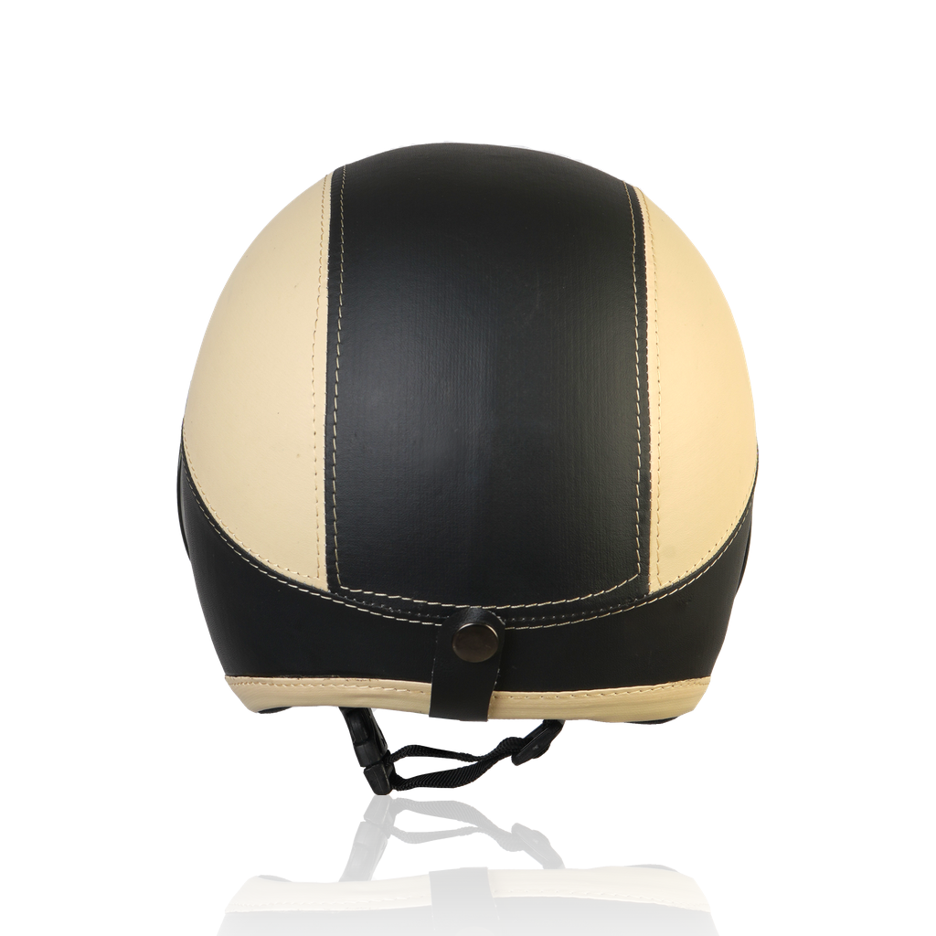 Joykidz Helm Bogo Anak SNI Retro Polos Cream Hitam Kulit Sintetis Usia 2–6 Tahun Unisex - Gambar 6