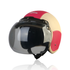 Joykidz Helm Bogo Anak SNI Retro Polos Cream Pink Kulit Sintetis Usia 2–6 Tahun Unisex