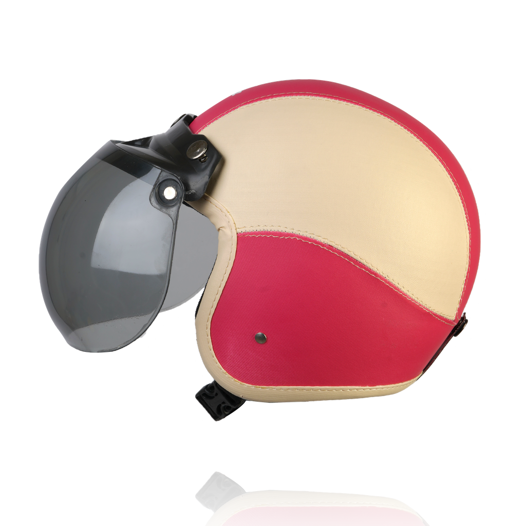 Joykidz Helm Bogo Anak SNI Retro Polos Cream Pink Kulit Sintetis Usia 2–6 Tahun Unisex - Gambar 3