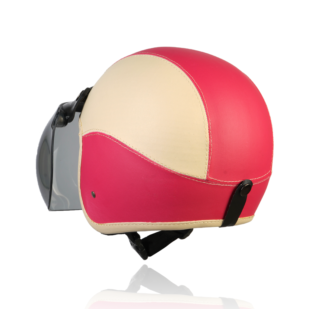 Joykidz Helm Bogo Anak SNI Retro Polos Cream Pink Kulit Sintetis Usia 2–6 Tahun Unisex - Gambar 4