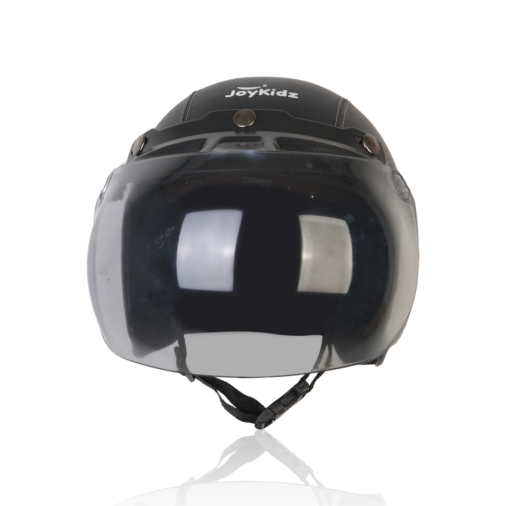 Joykidz Helm Bogo Anak SNI Retro Polos Hitam Polos Kulit Sintetis Usia 2–6 Tahun Unisex - Gambar 3