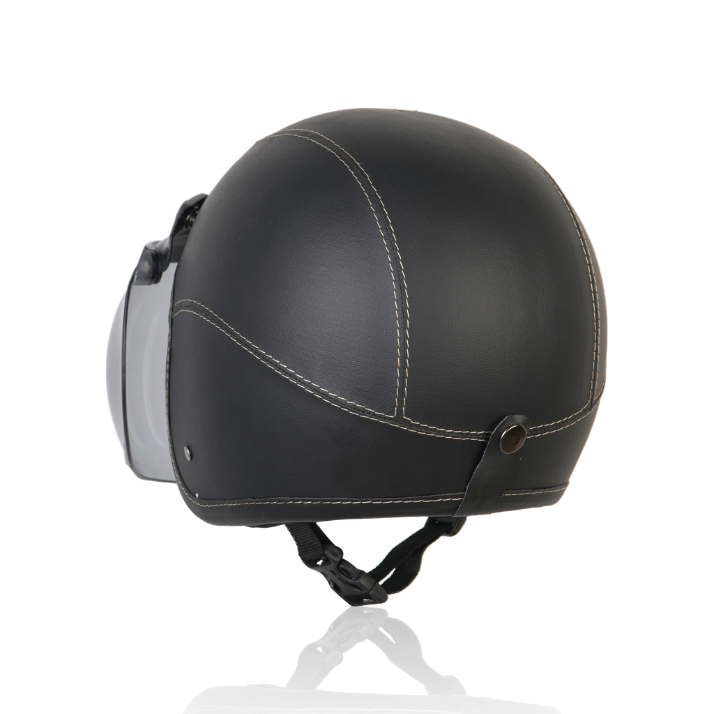 Joykidz Helm Bogo Anak SNI Retro Polos Hitam Polos Kulit Sintetis Usia 2–6 Tahun Unisex - Gambar 5