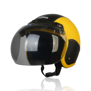 Joykidz Helm Bogo Anak SNI Retro Polos Kuning Hitam Kulit Sintetis Usia 2–6 Tahun Unisex