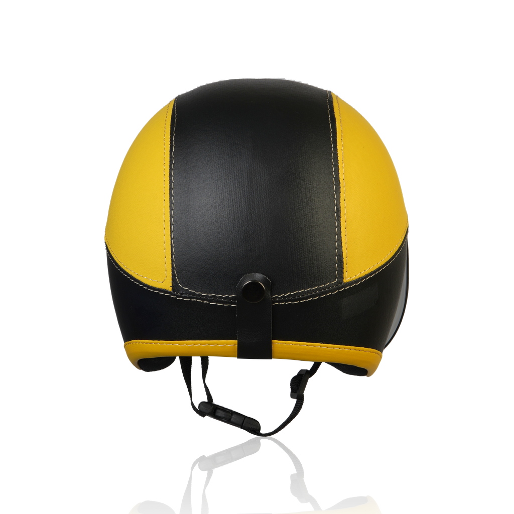 Joykidz Helm Bogo Anak SNI Retro Polos Kuning Hitam Kulit Sintetis Usia 2–6 Tahun Unisex - Gambar 6