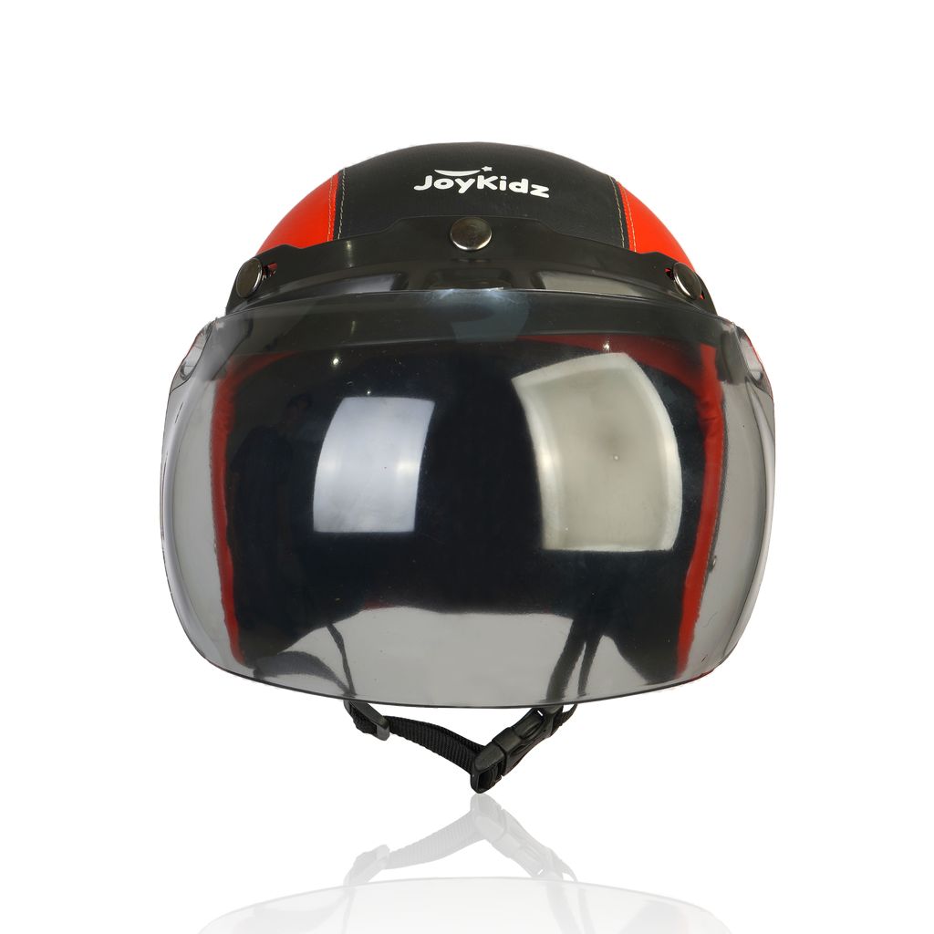 Joykidz Helm Bogo Anak SNI Retro Polos Merah Hitam Kulit Sintetis Usia 2–6 Tahun Unisex - Gambar 3