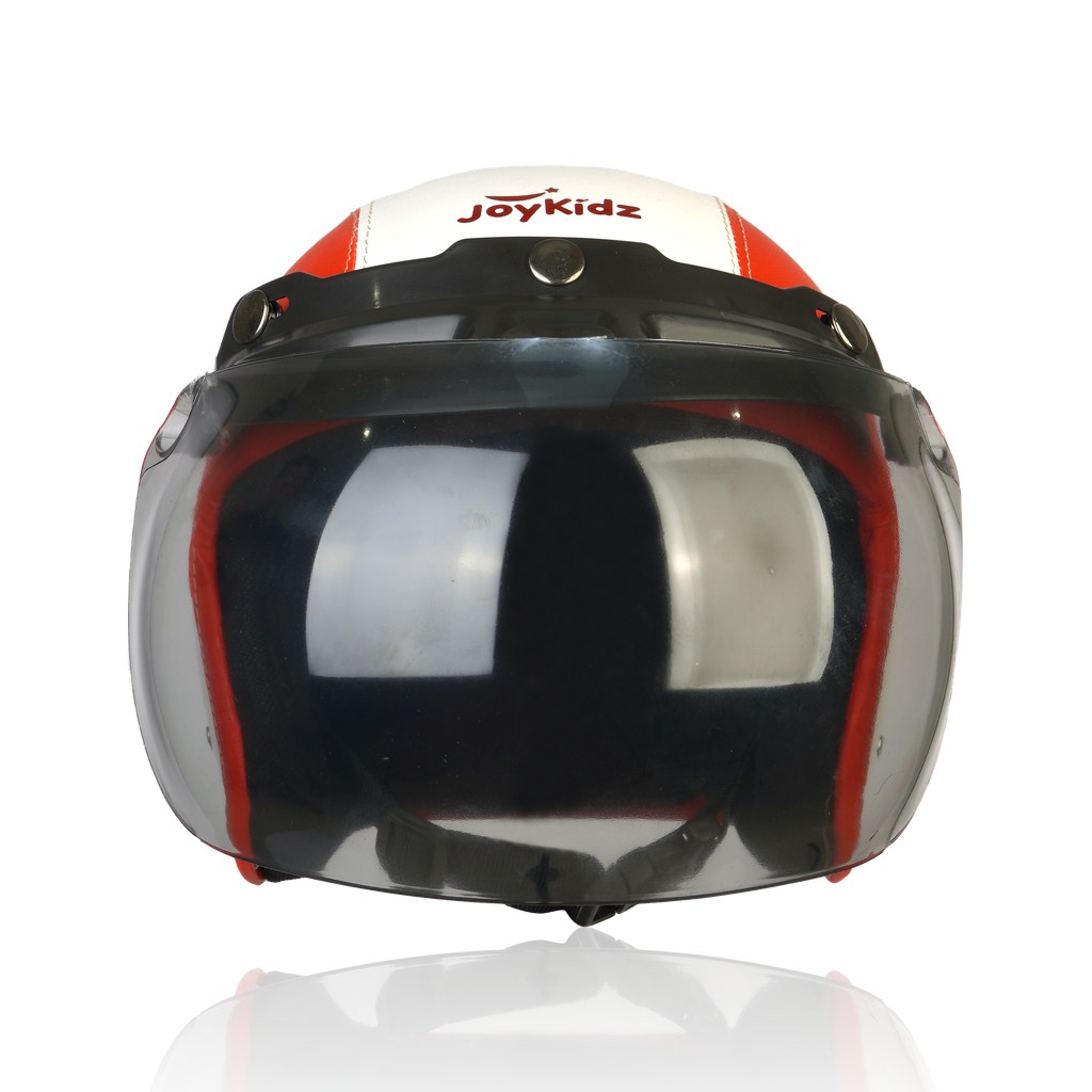 Joykidz Helm Bogo Anak SNI Retro Polos Merah Putih Kulit Sintetis Usia 2–6 Tahun Unisex - Gambar 3