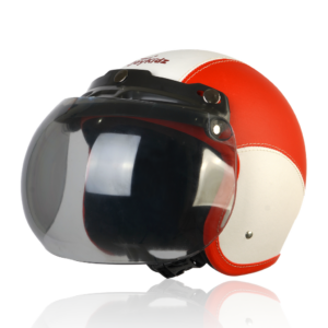 Joykidz Helm Bogo Anak SNI Retro Polos Merah Putih Kulit Sintetis Usia 2–6 Tahun Unisex