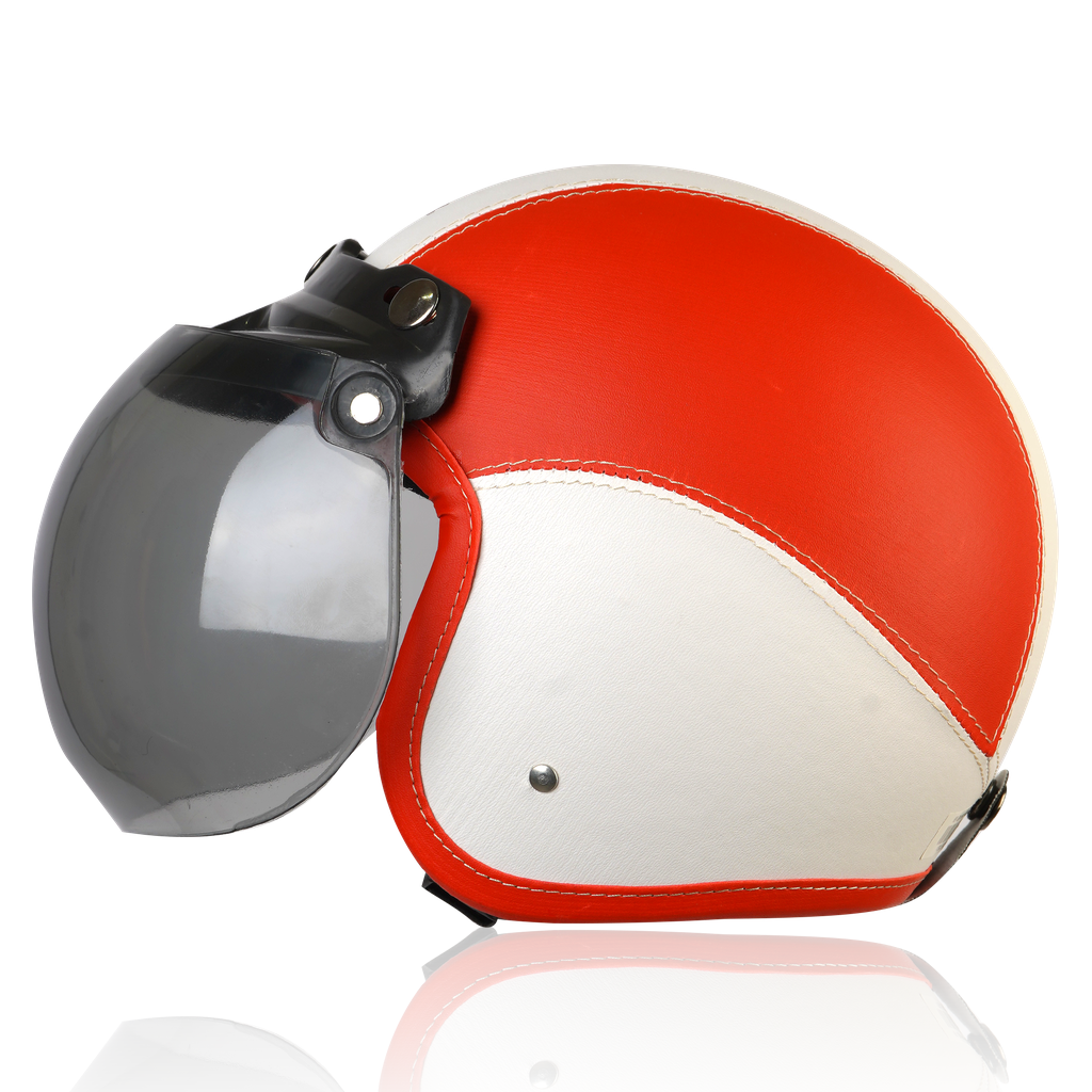 Joykidz Helm Bogo Anak SNI Retro Polos Merah Putih Kulit Sintetis Usia 2–6 Tahun Unisex - Gambar 4