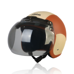 Joykidz Helm Bogo Anak SNI Retro Polos Mocca Cream Kulit Sintetis Usia 2–6 Tahun Unisex