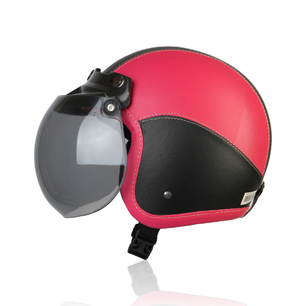 Joykidz Helm Bogo Anak SNI Retro Polos Pink Hitam Kulit Sintetis Usia 2–6 Tahun Unisex - Gambar 4