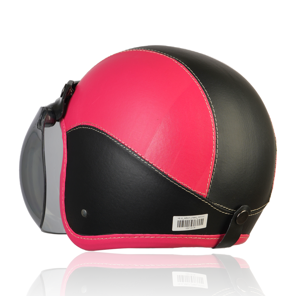 Joykidz Helm Bogo Anak SNI Retro Polos Pink Hitam Kulit Sintetis Usia 2–6 Tahun Unisex - Gambar 5