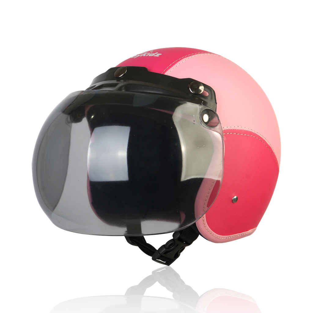 Joykidz Helm Bogo Anak SNI Retro Polos Pink Muda Pink Tua Kulit Sintetis Usia 2–6 Tahun Unisex