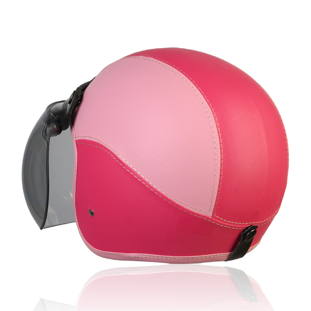 Joykidz Helm Bogo Anak SNI Retro Polos Pink Muda Pink Tua Kulit Sintetis Usia 2–6 Tahun Unisex - Gambar 5