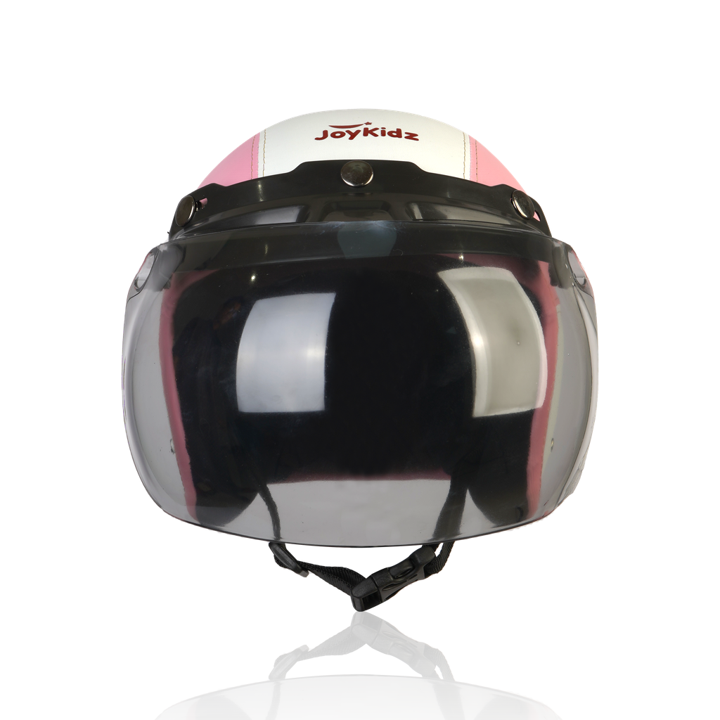 Joykidz Helm Bogo Anak SNI Retro Polos Pink Muda Putih Kulit Sintetis Usia 2–6 Tahun Unisex - Gambar 3