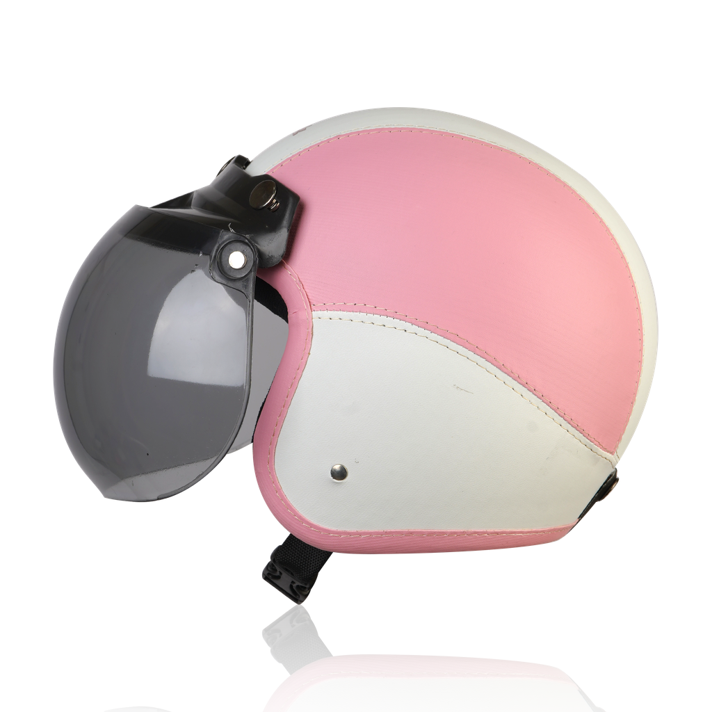 Joykidz Helm Bogo Anak SNI Retro Polos Pink Muda Putih Kulit Sintetis Usia 2–6 Tahun Unisex - Gambar 4