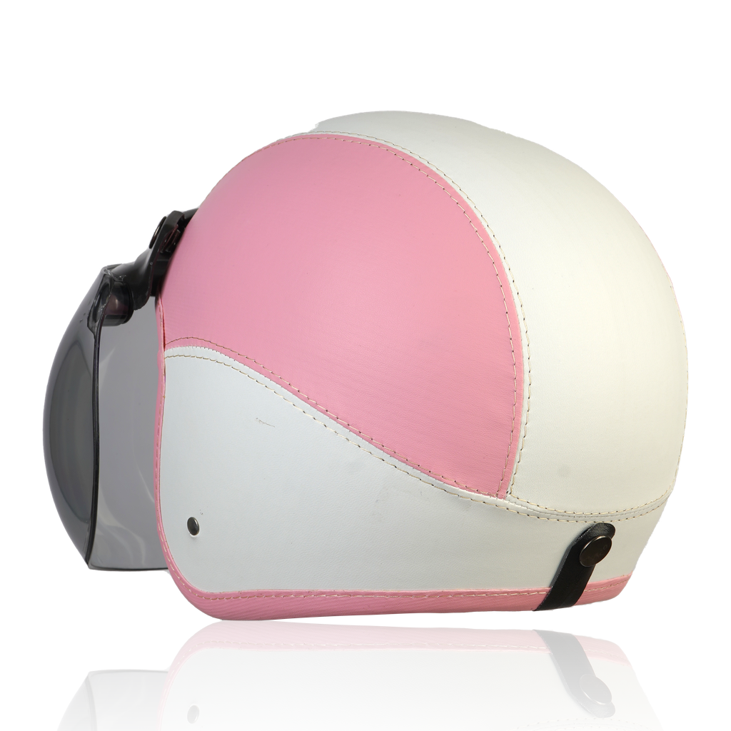 Joykidz Helm Bogo Anak SNI Retro Polos Pink Muda Putih Kulit Sintetis Usia 2–6 Tahun Unisex - Gambar 5