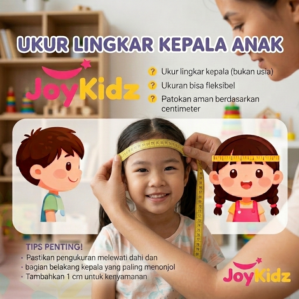 Cara mengukur lingkar kepala anak untuk memilih ukuran helm JoyKidz yang pas